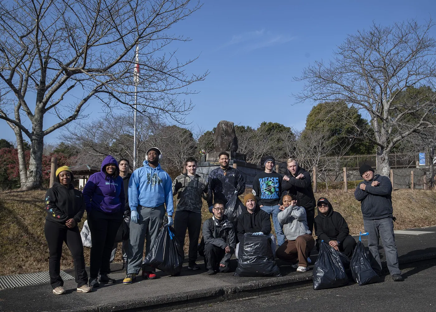 Volunteers working side by side on a community service project