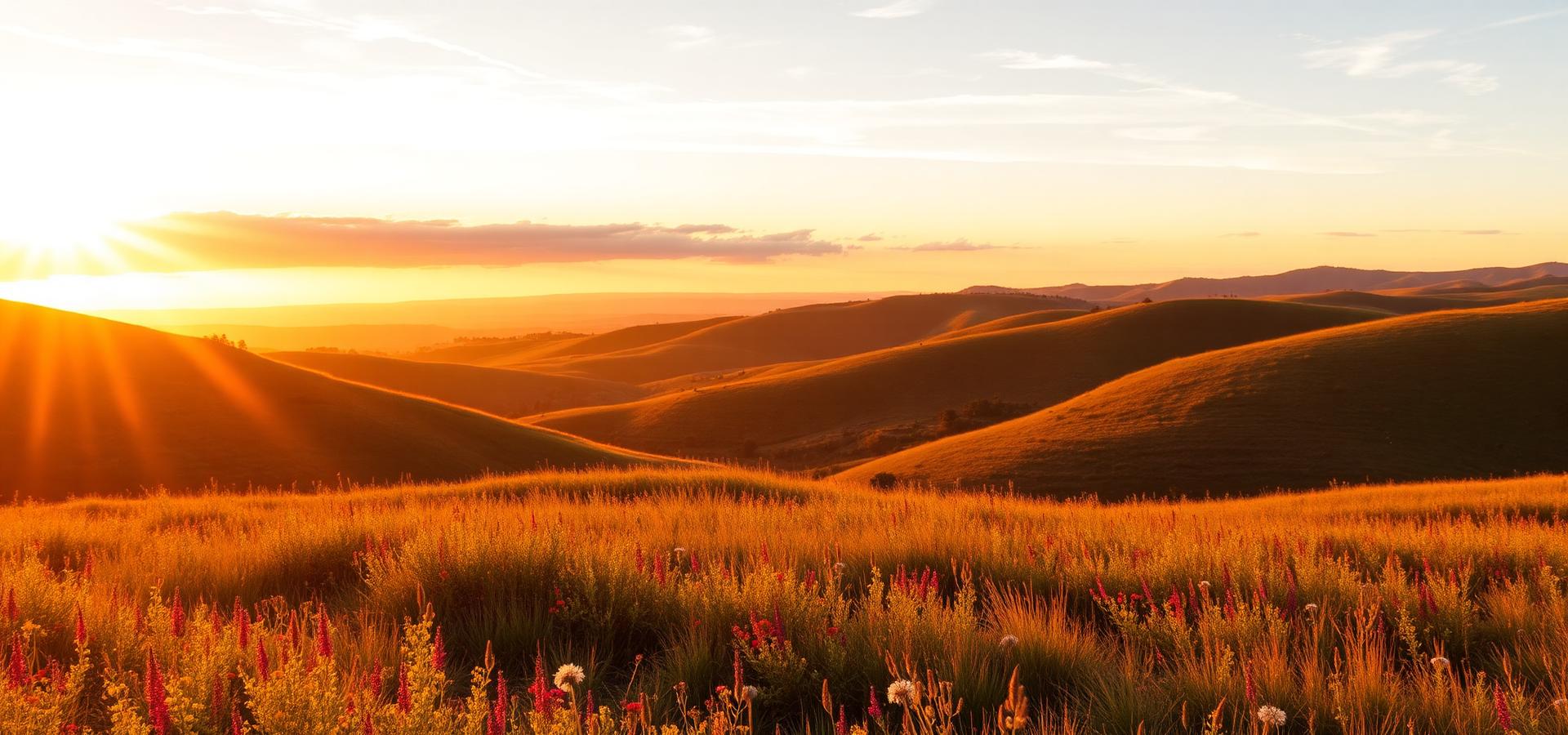Texas Hill Country rolling hills at sunset